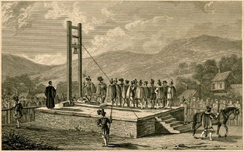 Old drawing of the Halifax Gibbet