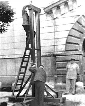 Photo of the guillotine being dismantled